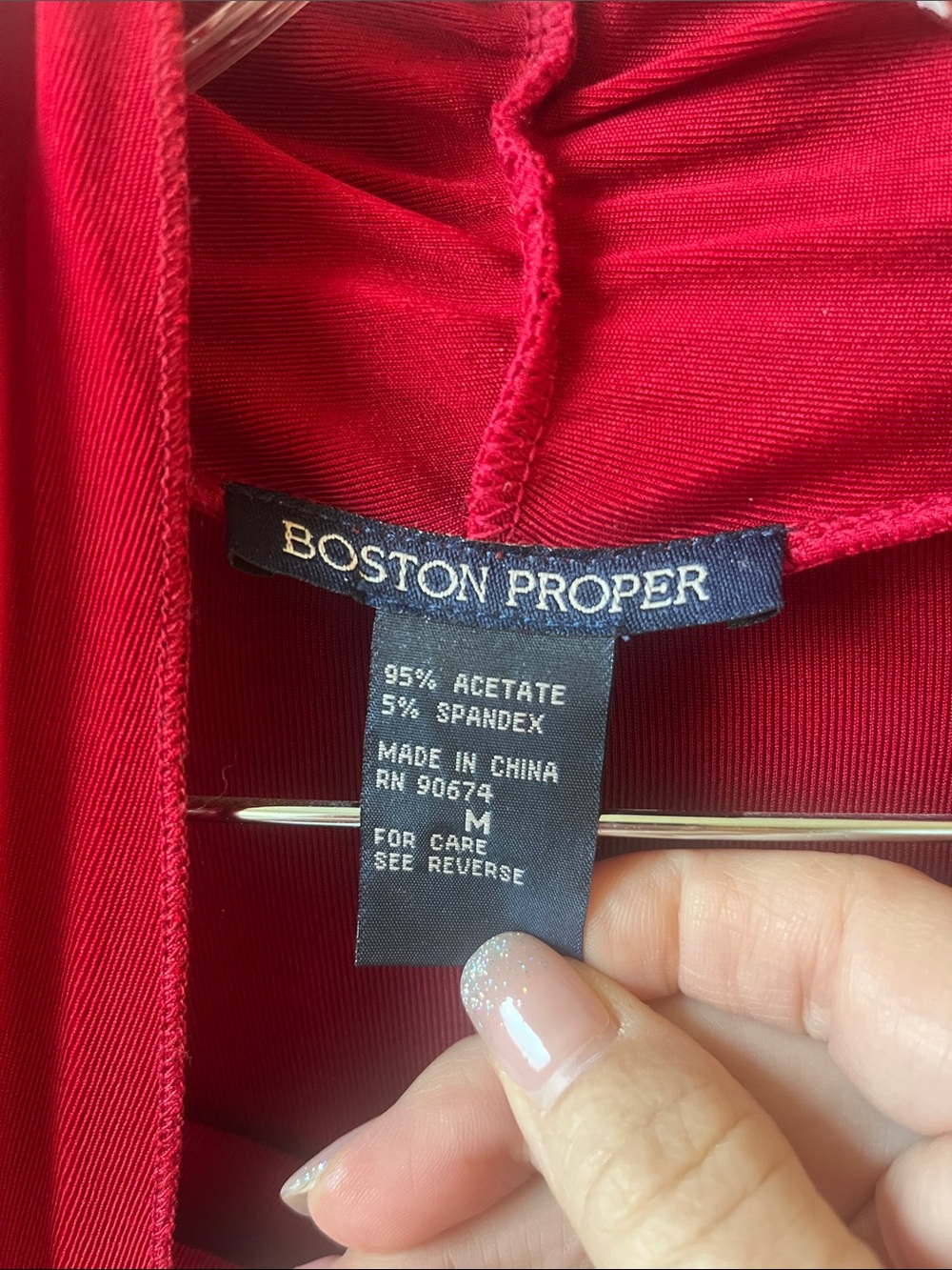 Boston Proper stunning elegant Red Jumpsuit - Pants & Drape Cardigan - M - Picture 3 of 5